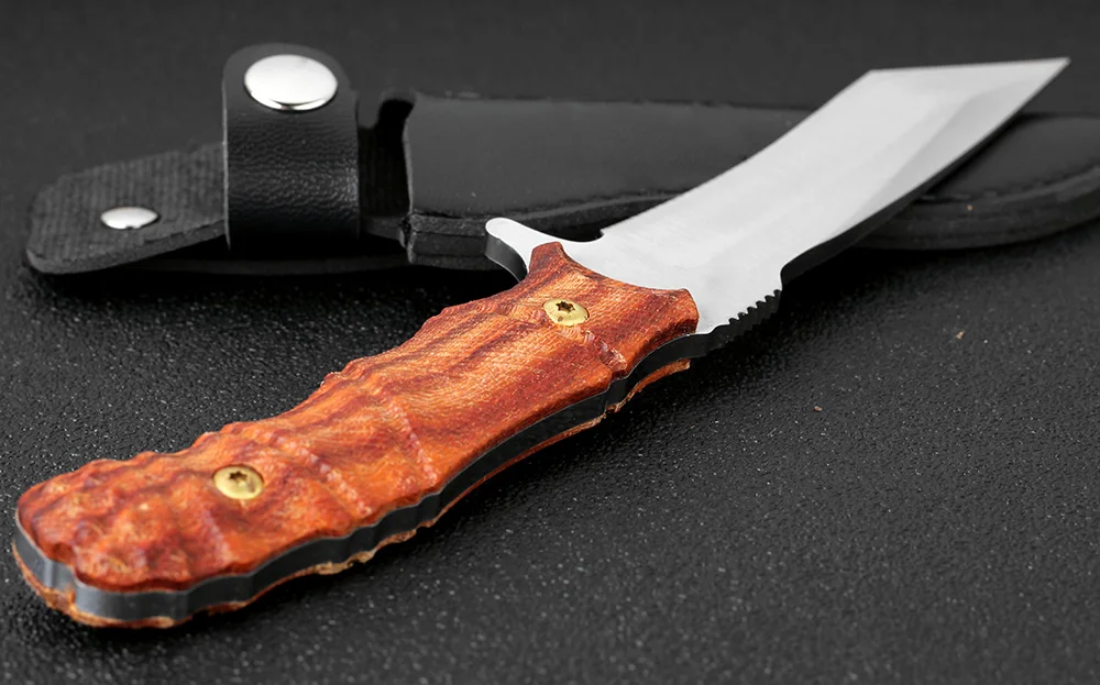 KKWOLF Sawtooth полный Тан охотничий нож с фиксированным лезвием карманные тактические ножи для выживания 440C Стальные инструменты для кемпинга с оболочкой