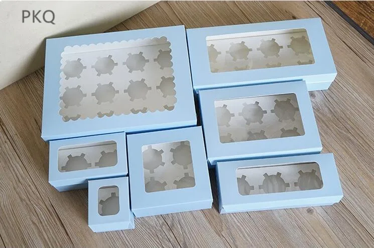 30 шт. оптовая продажа бумажных коробок для тортов синяя/коричневая крафт