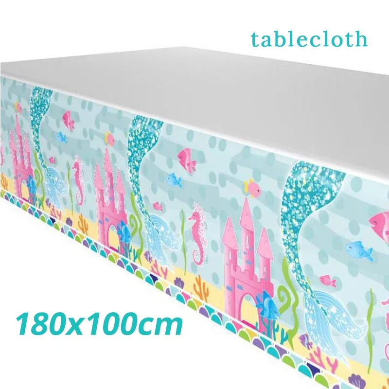 tablecloth WEIGAO блестящая гирлянда русалки, баннеры для вечеринки в честь Дня Рождения, вечерние украшения для детей - Цвет: tablecloth