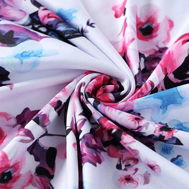 

Hot Selling Mom Daughter Summer Floral Print Sleeveless Long Dress with Round Neck High Waist