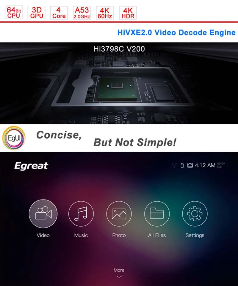 Egreat A5 Smart Android 5,1 ТВ коробка 3D 4 К UHD Media Player с HDR USB3.0 Поддержка SATA оты Blu-Ray диск Dolby туре HD DTS-HD