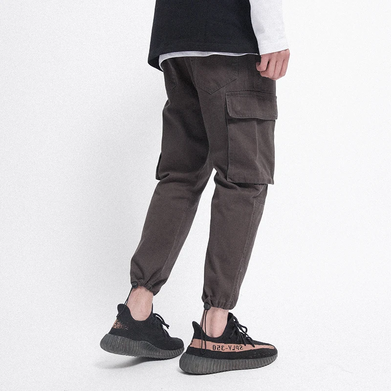 CHINISM Spring Summer Men's Big Pocket Brown Causal Cargo Pants Brand Clothing Military Cuff Compression Casual | Мужская одежда