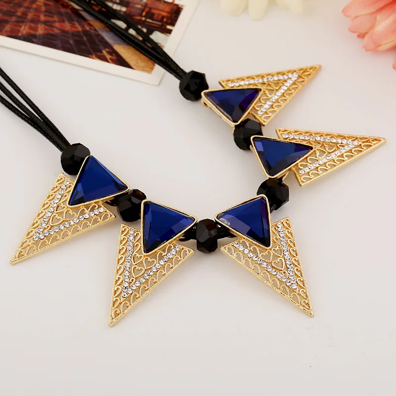 LZHLQ модные брендовые ювелирные изделия треугольник кулон веревочные цепи