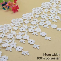 16cm white polyester embroid sewing ribbon guipure lace trim or fabric warp knitting diy garment accessories free shipping3698