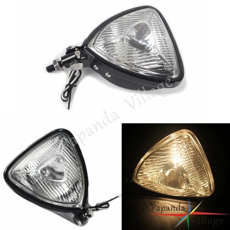 Papanda мотоцикл черный корпус прозрачные линзы Старая школа треугольные фары для