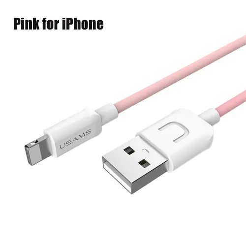 Pink for iPhone USAMS быстрое зарядное устройство кабель для iphone данных USB кабель для ipad Зарядка для iphone 5S X 8 7 6s 5 se X XS XR XSMAX Шнур адаптер данных - Цвет: Pink for iPhone
