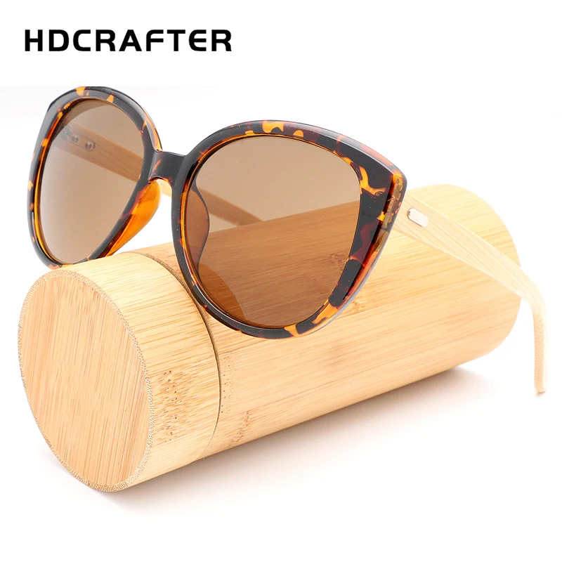 Солнцезащитные очки HDCRAFTER для женщин большие деревянные кошачий глаз