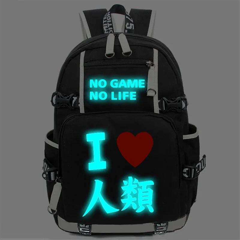 Рюкзак для косплея No Game life I Love светящаяся школьная сумка через плечо с