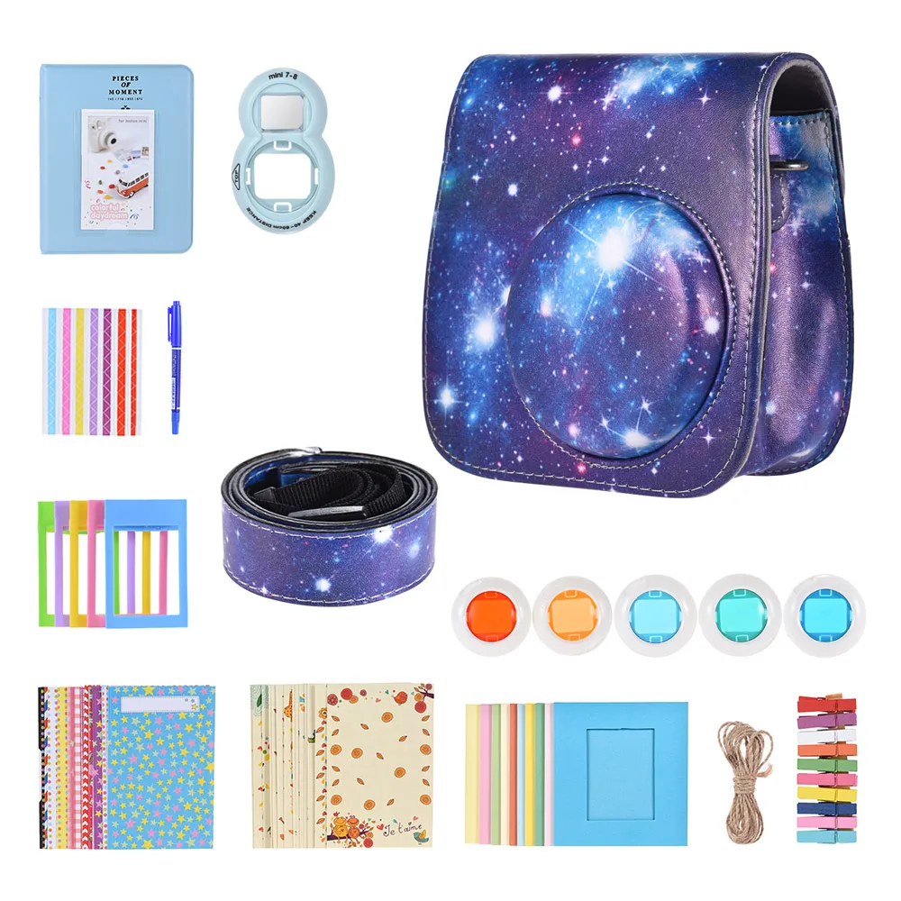 10 в 1 комплект аксессуаров для Fujifilm Instax Mini 8/8 +/8 s/9 w/чехол камеры/ремешок/Зеркало