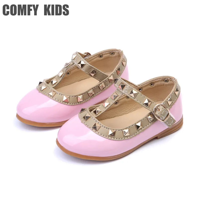 Туфли детские из ПУ кожи с заклепками на плоской подошве|kids flat shoes|flat shoes girlsgirls |