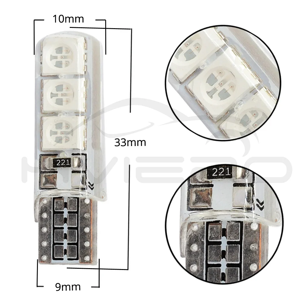 10X Автомобильный светодиодный T10 194 W5W DC 12V Canbus 6SMD 5050 силиконовая оболочка