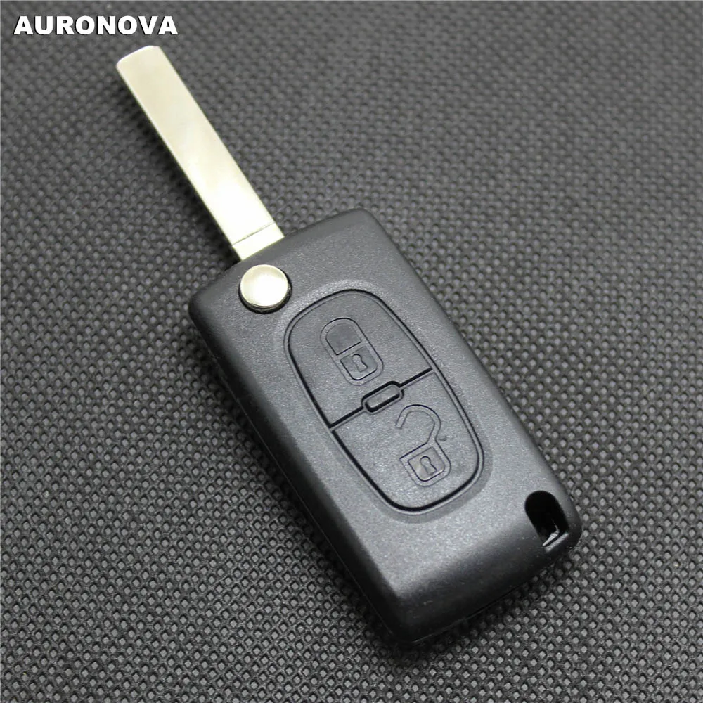 Auronova Складной Корпус ключа для Peugeot 307 308 407 607 2 кнопки дистанционного ключа автомобиля чехол без боковой паз