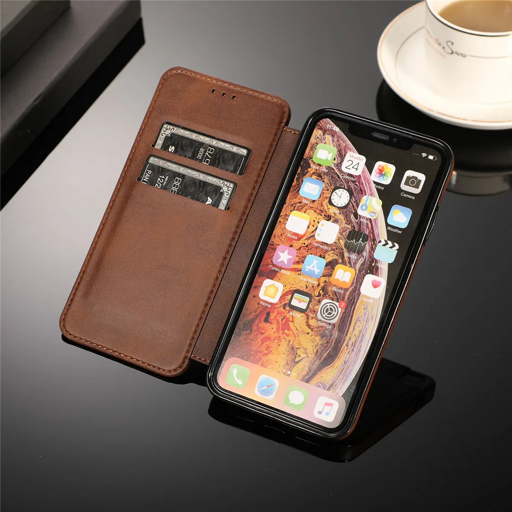 Противоударный кожаный флип-чехол для Iphone 11 pro Xs Max Xr X 8 7 6 6s Plus 5 5S Se роскошный держатель для карт кошелек Подставка чехол для телефона
