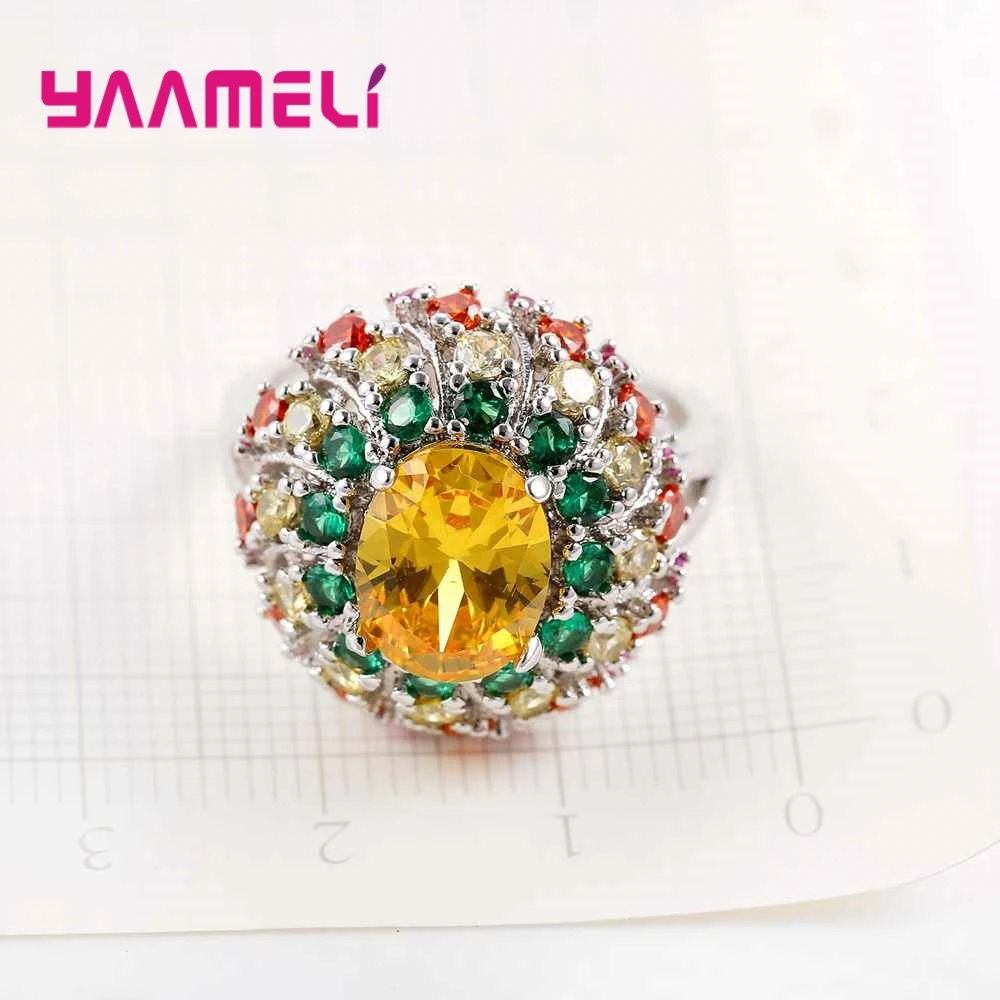 Благородный Сияющий кубический циркон дизайн цветка кольца из стерлингового