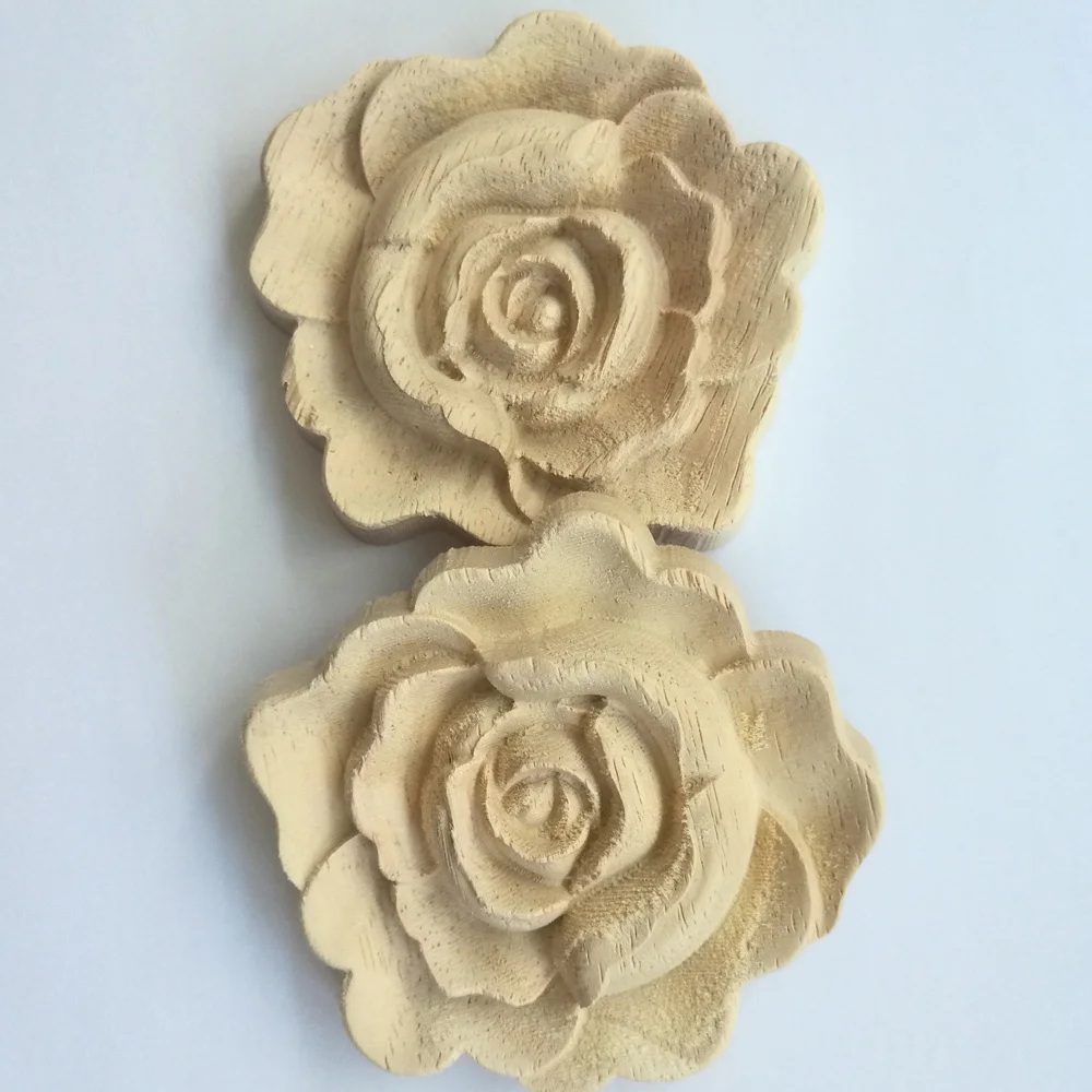 Ретро винтажный цветок резьба натуральное дерево аппликации для мебели шкаф