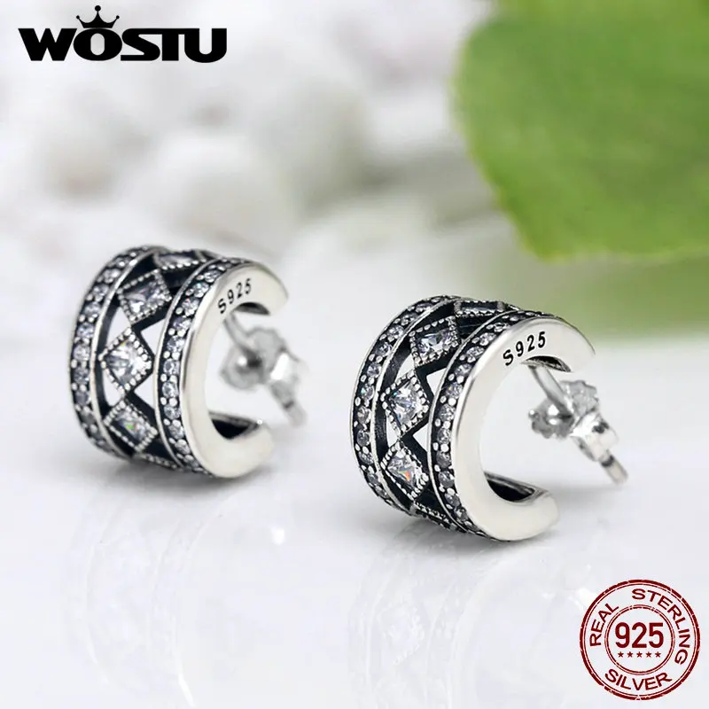 Женские винтажные серьги гвоздики WOSTU серебро 925 пробы S925 подарок 2020|fashion stud