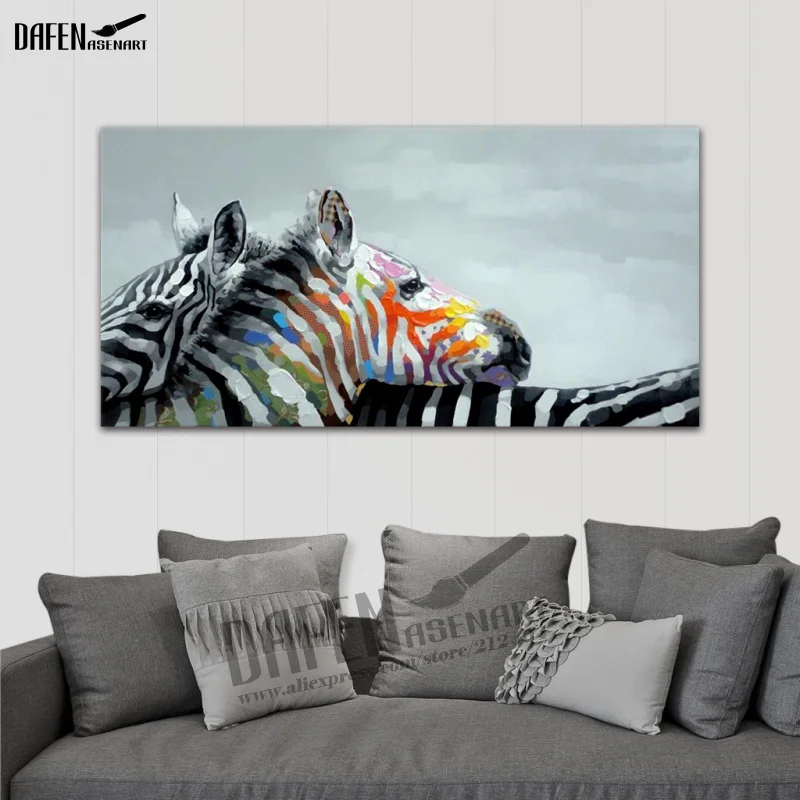 Картины с надписью Happy Zebra 100% ручная роспись животным картины маслом Смешные