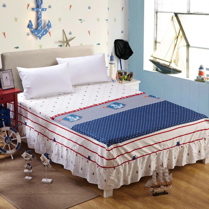 1pc New Cotton Bespread Fashion Soft Comfortable Bed Skirt Non-slip Queen King Size Fitted Bed Sheet