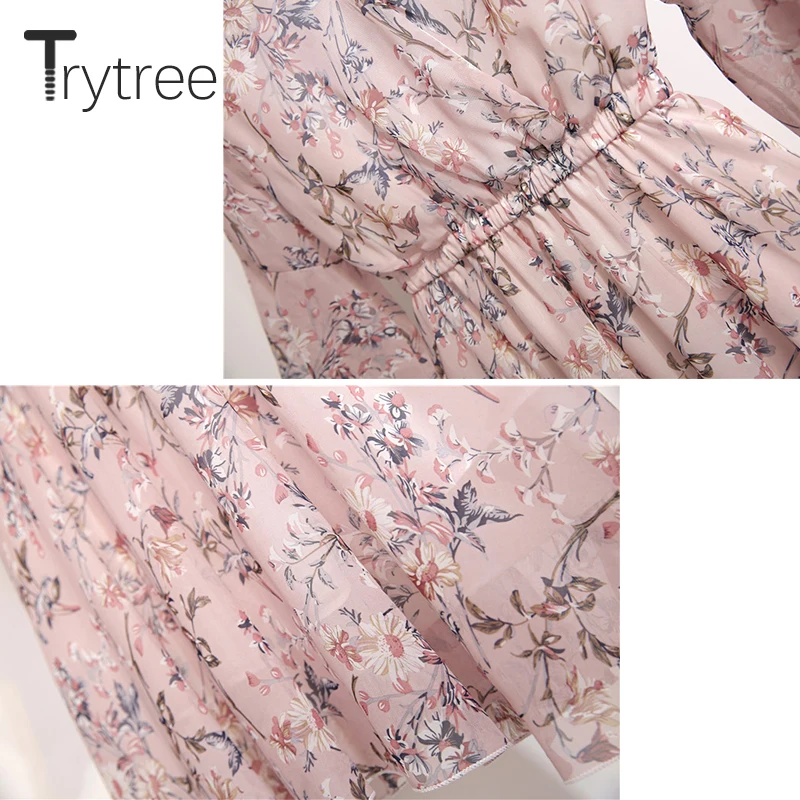 Женское Повседневное платье Trytree ТРАПЕЦИЕВИДНОЕ ПЛАТЬЕ до колена с v образным