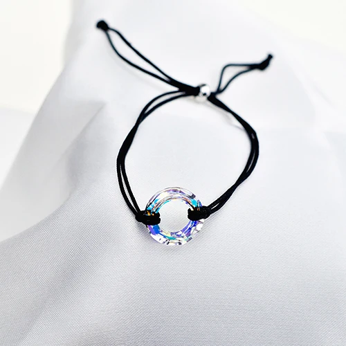 Baffin круглые бусины браслет кристаллами от Swarovski Lucky Красный Черный Веревка Цепи Парные браслеты для мужчин женщин детей Wish ювелирные изделия - Окраска металла: Crystal AB-BlackChai