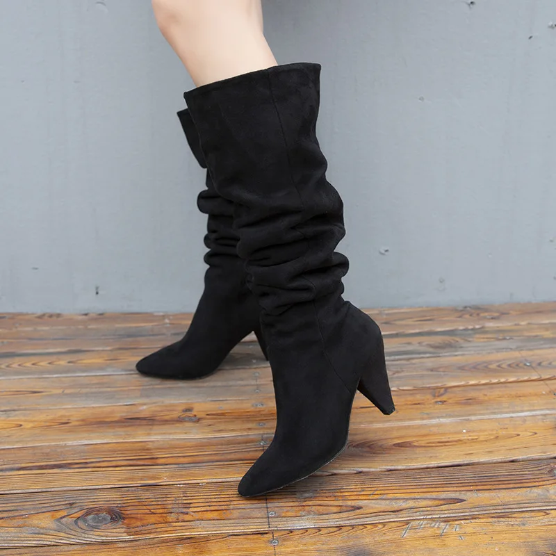 Женские зимние ботинки длинные дамы плюс бархатные теплые выше колена мартенс