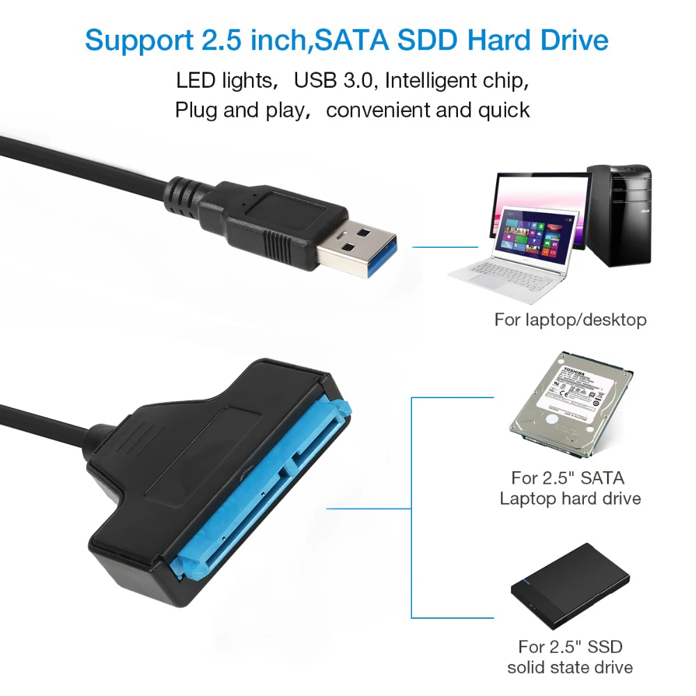 JZYuan Sata к USB 3 0 SATA кабель 22pin адаптер III конвертер для ноутбука 2 5 &quotSATA HDD SSD жесткий