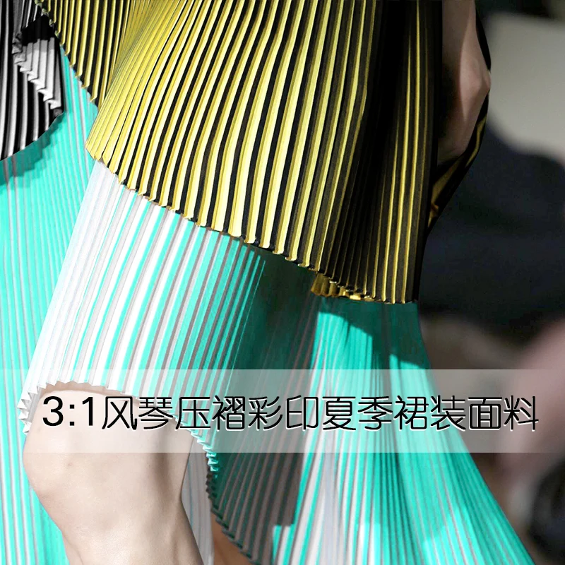 

Cuffed pleated dress chiffon fabric drape folds catwalk fashion fabric dress handmade DIY polyester fabric