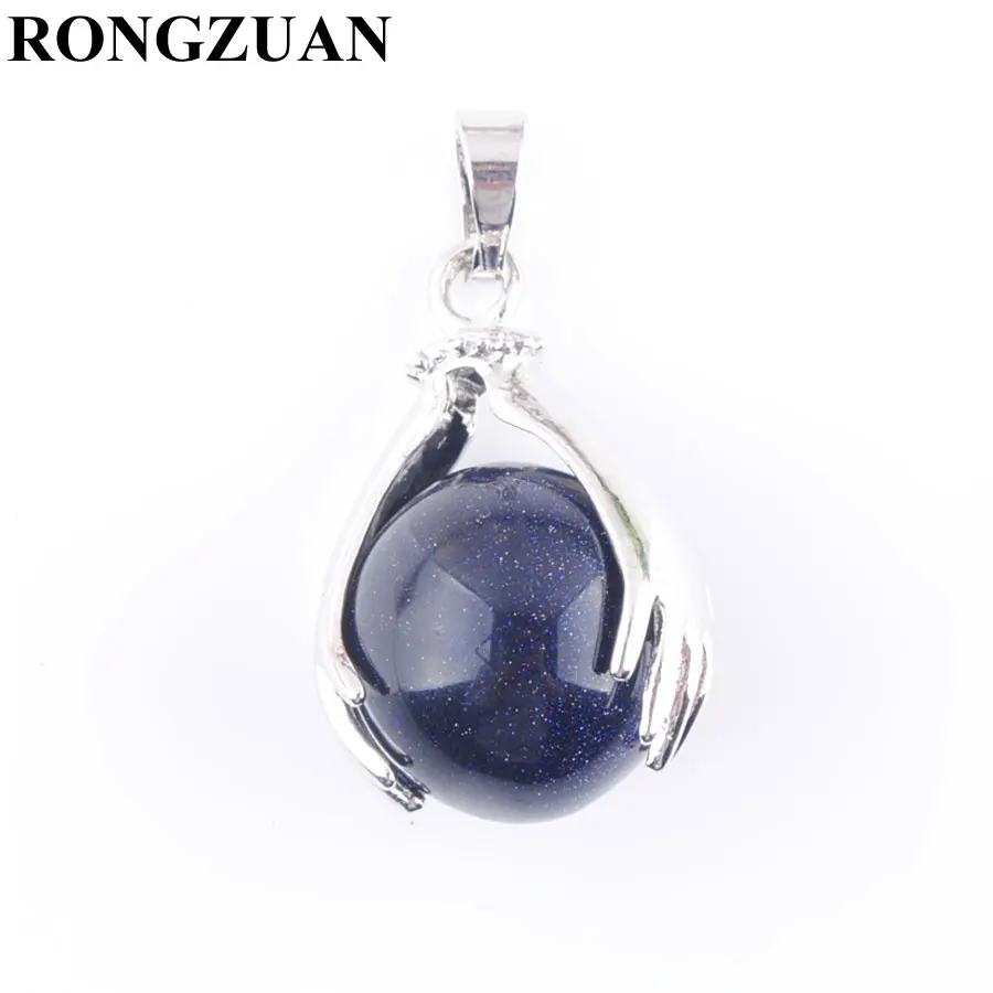 Круглые бусины RONGZUAN из натурального голубого песка каменные посеребренные