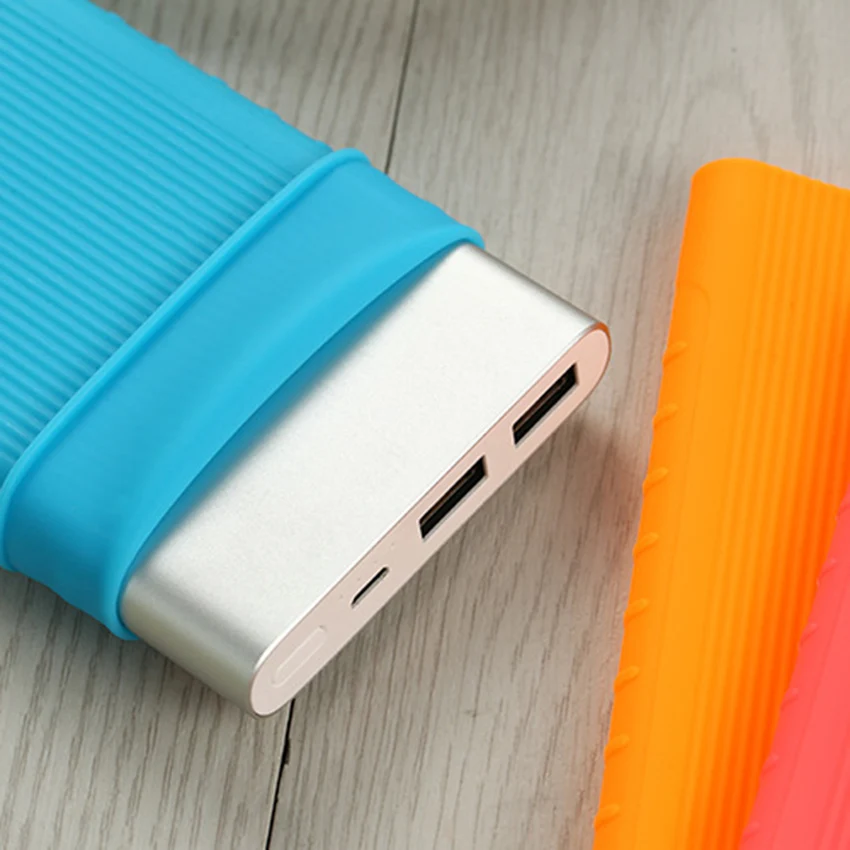 Для Xiaomi power Bank 2 10000 mAh мягкий силиконовый защитный Противоскользящий чехол Внешняя батарея, крышка с резьбой цветная кожа