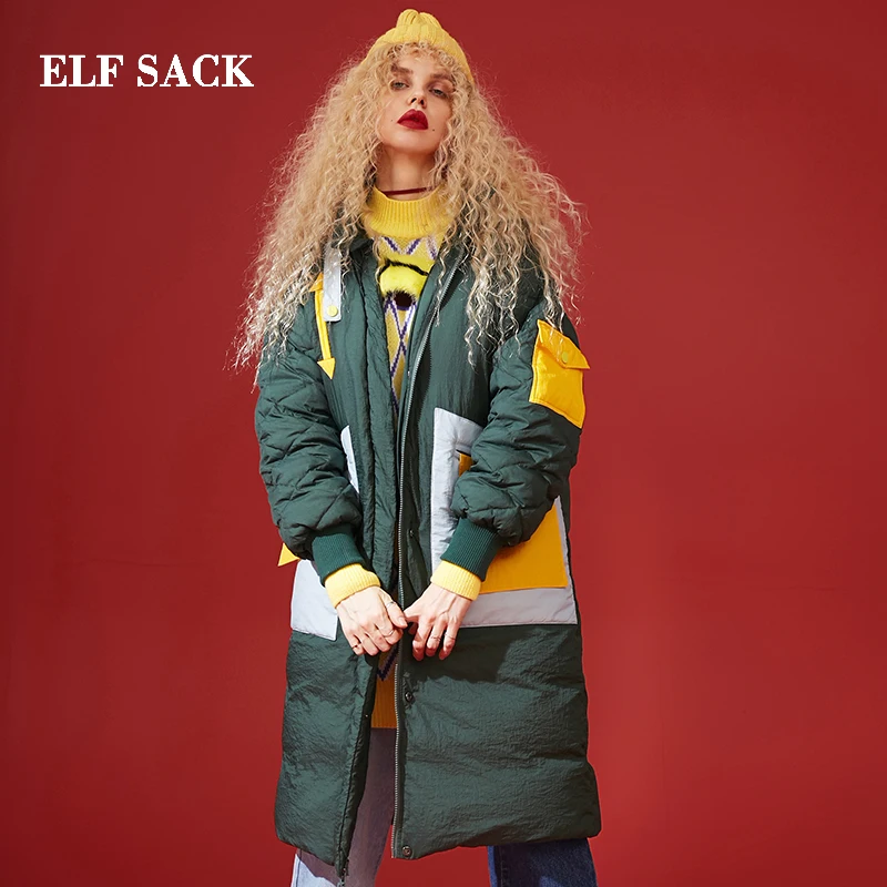 ELFSACK/Зимние новые пуховики для женщин 90% белый утиный пух пальто толстые