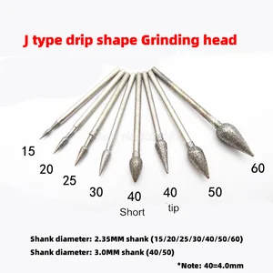 1 шт. J-образный инструмент для фрезы, Шлифовальная головка для роторных инструментов, аксессуары, набор для резьбы, мощные алмазные сверла