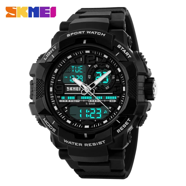 white black SKMEI Спорт часы Мужские Цифровые светодиодный дисплей часы водостойкий будильник двойной дисплей наручные часы relogio masculino 1164 zk20 - Цвет: white black