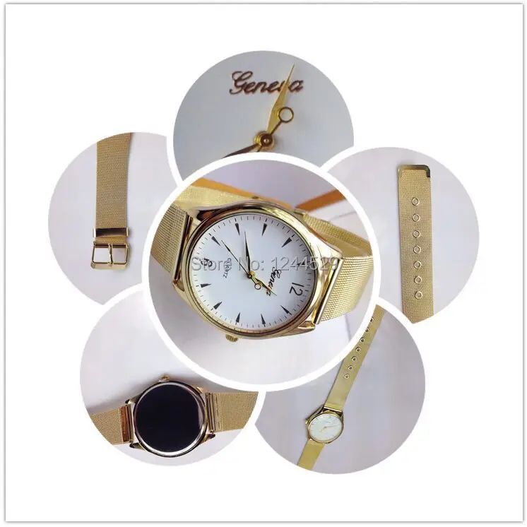 2015 New Hot selling watches DHL100pcs/lots Geneva Watch women Stainless Steel Fashion Quartz Watches | Наручные часы