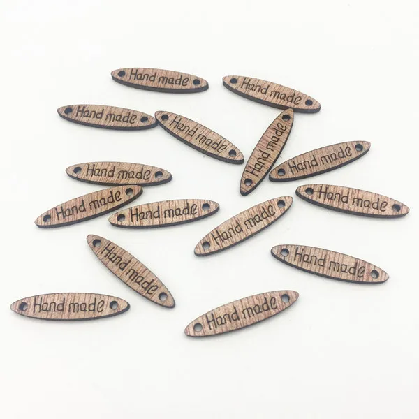 6x26mm 100 шт коричневые деревянные прямоугольные овальные квадратные соединители ручной работы бирки украшения DIY ремесла свадебные декоративные пуговицы - Цвет: 6x26mm