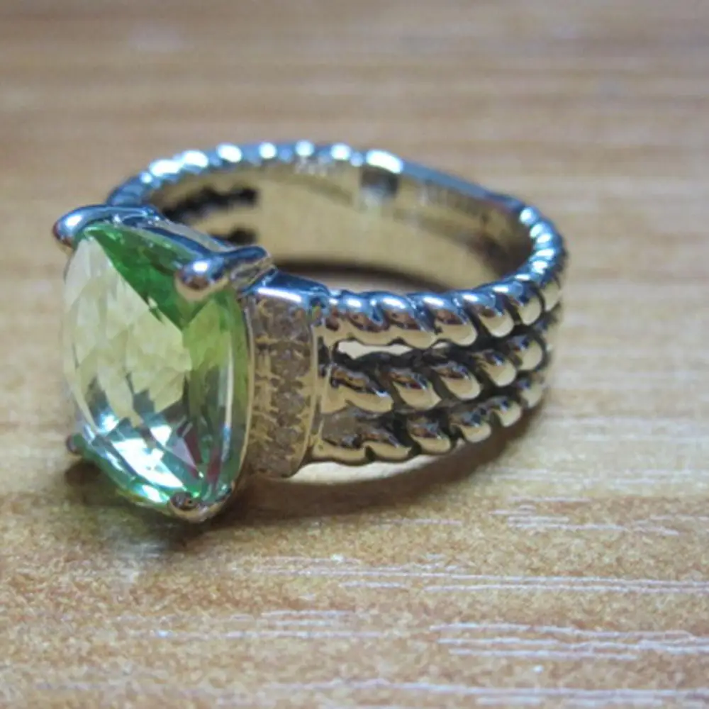 Prasiolite Кольцо из чистого серебра 925 пробы, 10x8 мм, миниатюрное кольцо с аметистом, морганитом, прасиолитом, голубым топазом, Женское кольцо Gemston - Цвет камня: Prasiolite