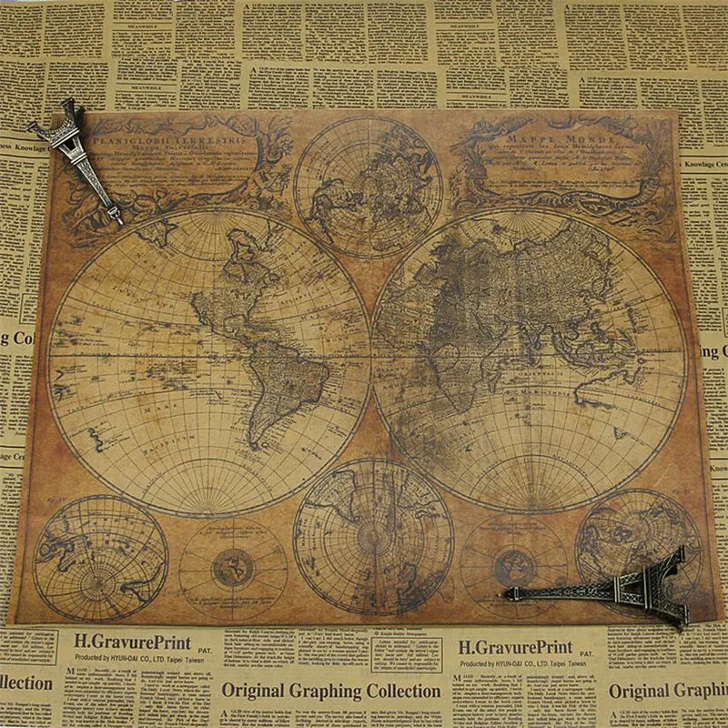 Винтаж смешанный заказ древним ичери мир Карты средняя Земля Карта луна Ретро