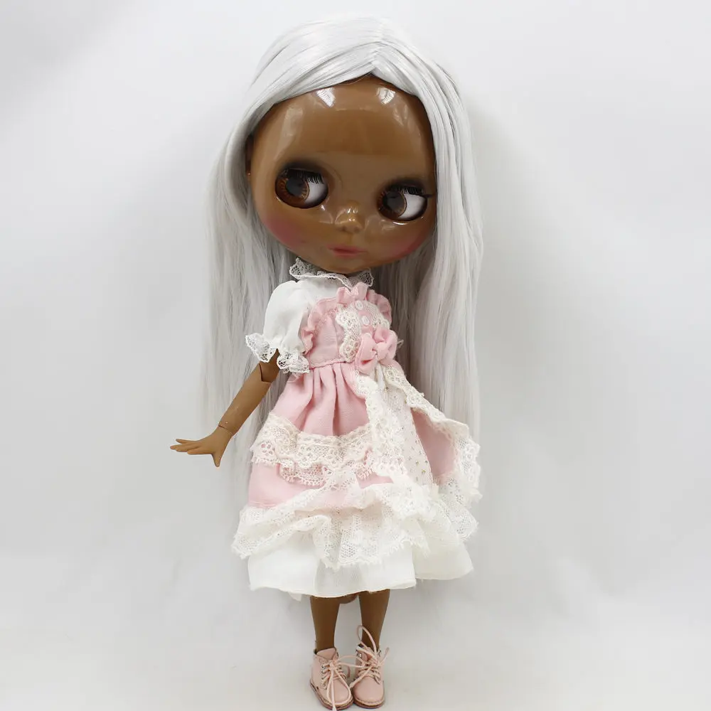 Кукла Blyth ICY DBS № BL1003 серые волосы суставы тела супер черная кожа 1/6 шарнирная