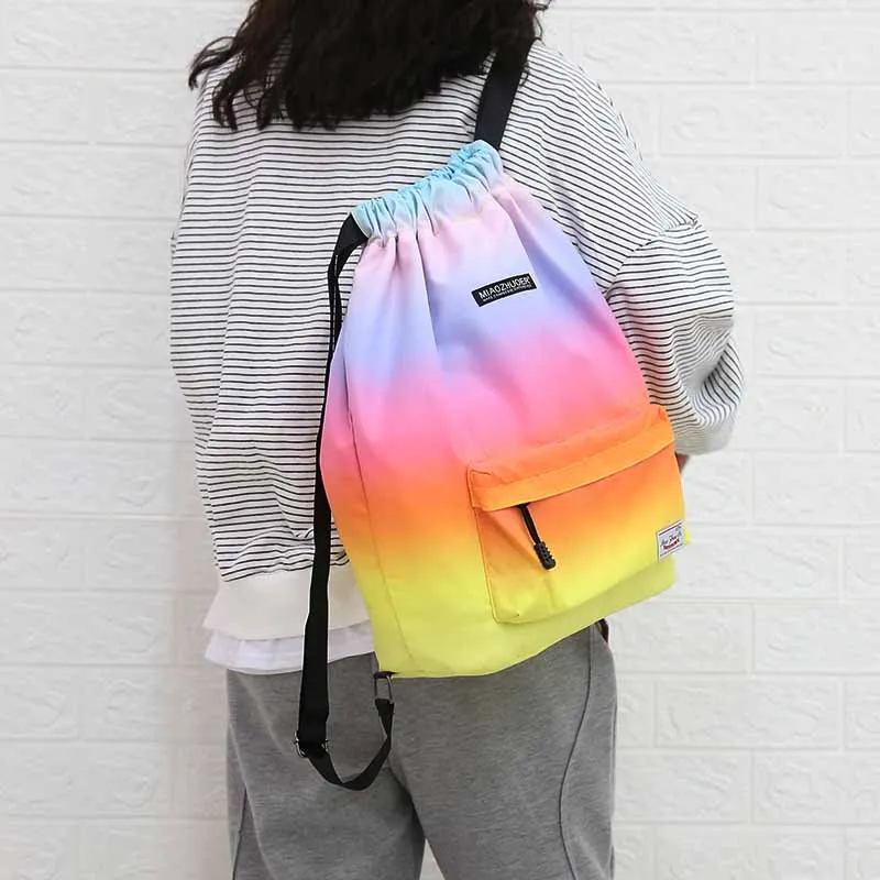 Водонепроницаемая спортивная сумка на шнурке с градиентом женский спортивный