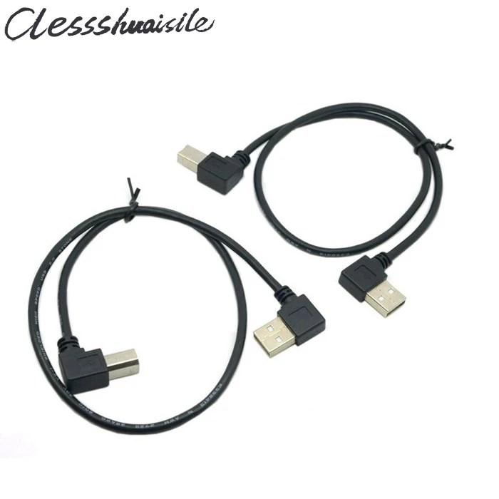 Правый и левый Угловой 90 градусов USB 2,0 A папа в B папа Угловой 90 градусов принтер кабель 50 см 1 м для принтера и сканера