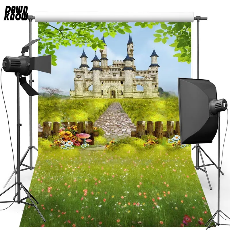 

DAWNKNOW Fairy Tales Castle Photography Background Studio Children Customize Forest Backdrop For Newborn Photo Booth G549