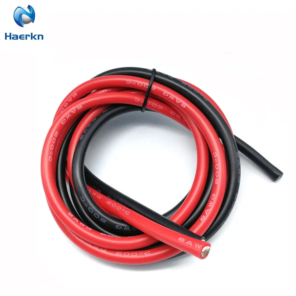 Электрический провод 8 AWG 8.367mm2 Провода Кабели 6 метров [3M Черный и 3M ft красный]
