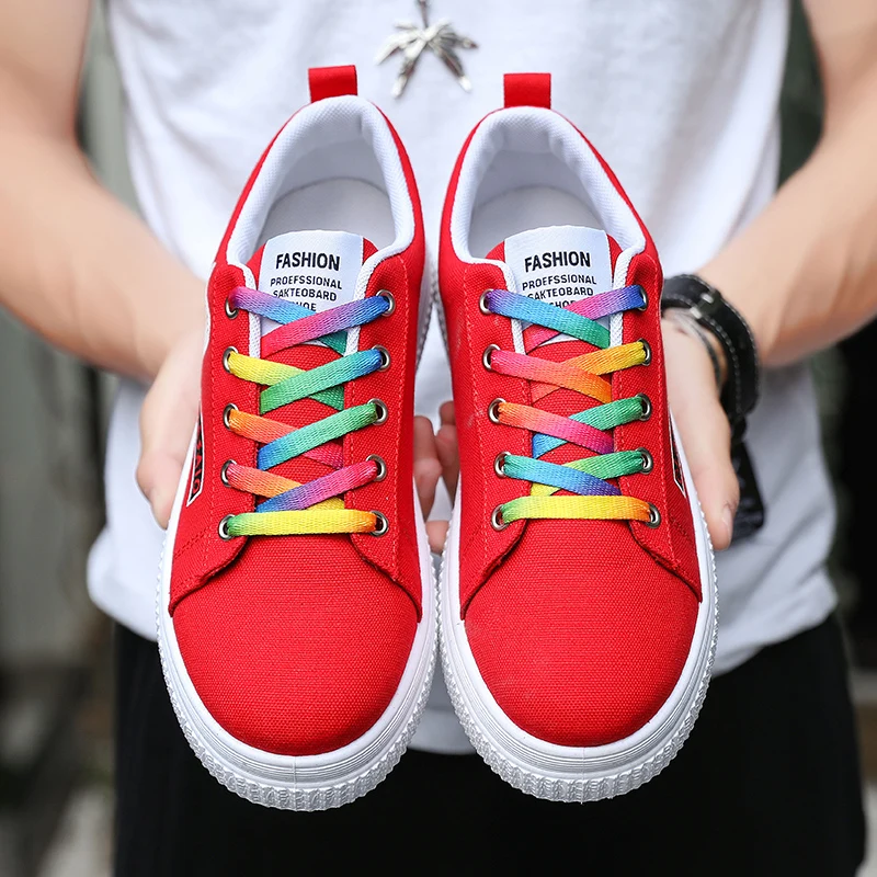 

QWEDF 2019 Unisex Shoe Men's Spring Summer Flats Mens Trainers Lace Up Casual Shoes For Adults Zapatillas Hombre GF-75
