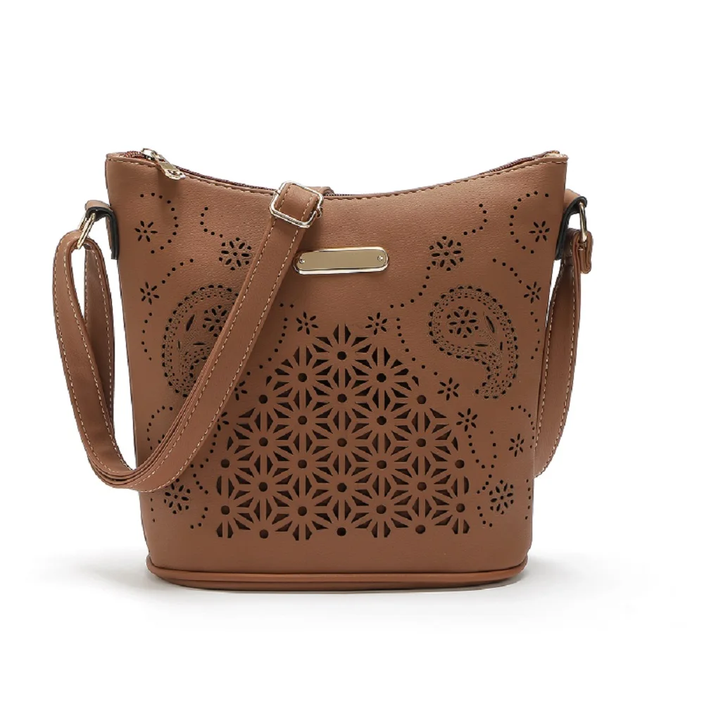 AUHWONE бренд для женщин Сумка Выдалбливают ведро сумки Crossbody на плечо дамы из