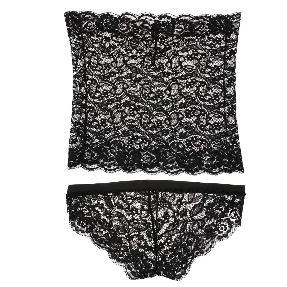 Женское сексуальное прозрачное кружевное нижнее белье комплект с топом и