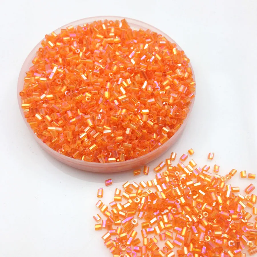 

16g 1000X 2*3mm AB Orange Colorful Transparent Tube Loose Spacer Beads Cezch Glass Seed Beads Handmade Jewelry DIY Garment Bead