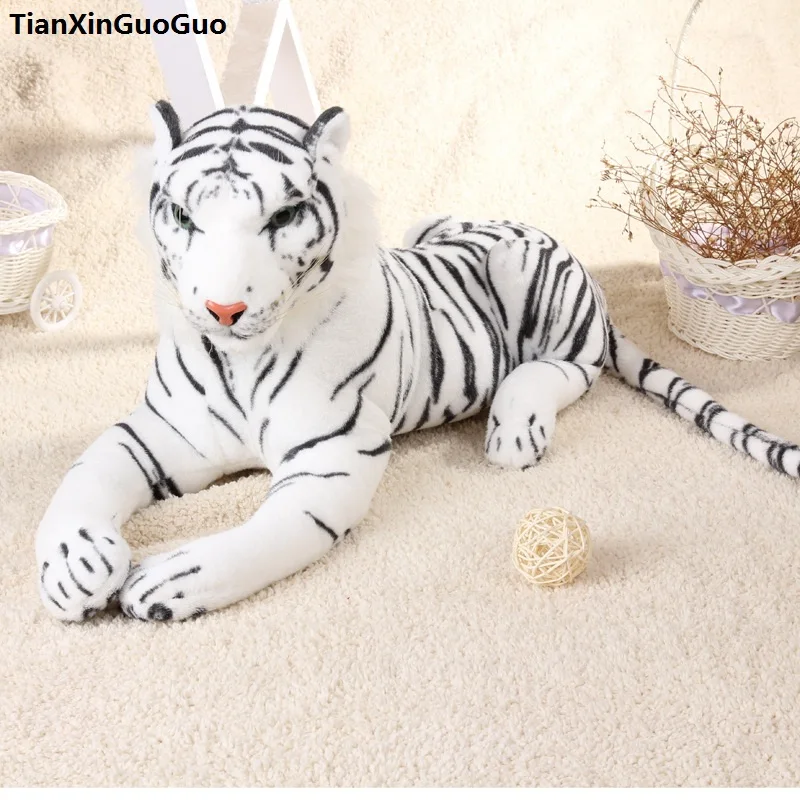 

simulation tiger large 60cm white prone tiger plush toy soft doll throw pillow birthday gift s0468