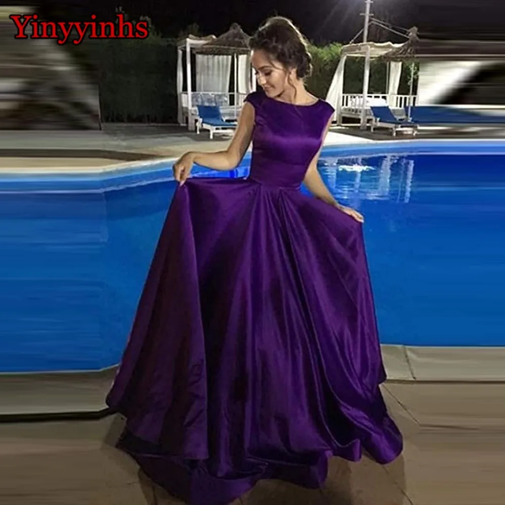

Women's A Line Long Evening Dresses Elegant Satin Vestido De Festa Strapless Party Formal Prom Pageant Ball Gowns Lace Up Corset