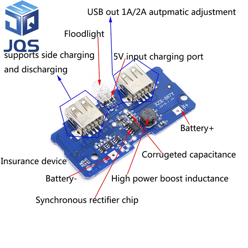 18650 Двойной Micro USB 3,7 V до 5V 2A повышающий Мобильный Внешний аккумулятор DIY 18650 литиевая батарея зарядное устройство печатная плата Повышающий Модуль со светодиодом