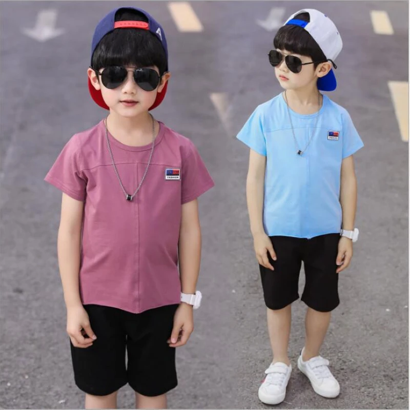 2pcs clothes sets 2019 summer new children's clothing boy short-sleeved Tshirt + short pants | Детская одежда и обувь