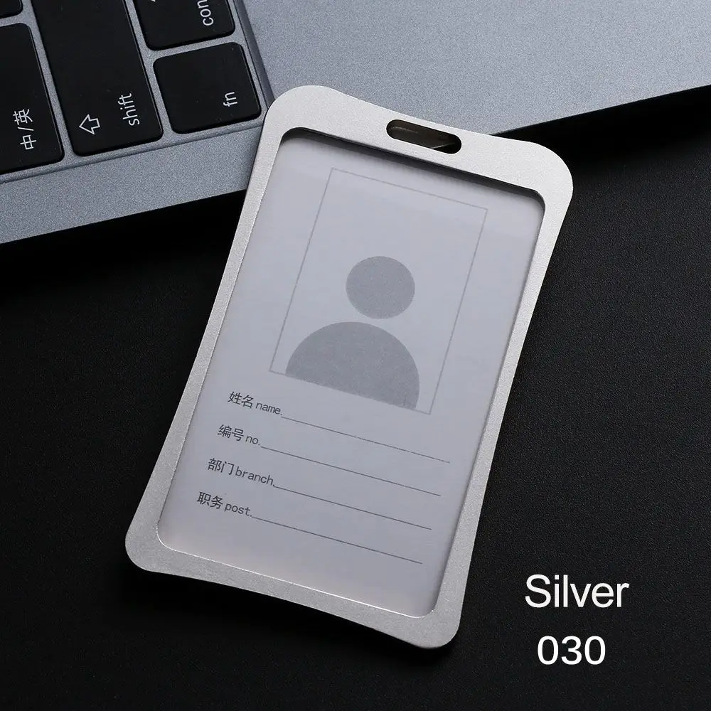 030 Silver 2 цвета 4 стиль алюминиевый сплав визитная карточка ID бейдж ремешок-держатель Горячие вертикальные металлические офисные школьные принадлежности - Цвет: 030 Silver